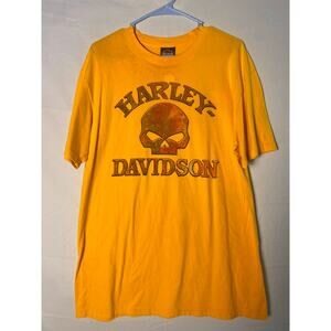 2014 Harley-Davidson Barnett El Paso Texas Graphic Print Yellow Shirt Mens Large
